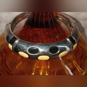 Silver tone art deco hinge bangle bracelet